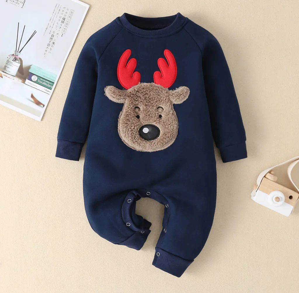 TELOTUNY Infant Baby Boy Girl Christmas Xmas Santa Winter Thick Romper infant Plus velvet warm Jumpsuit Costume Outfits ZO23 - Цвет: NY