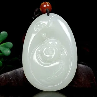 Natural authentic xinjiang hetian jade white jade kirin pendant in delight men and women with kirin widgets