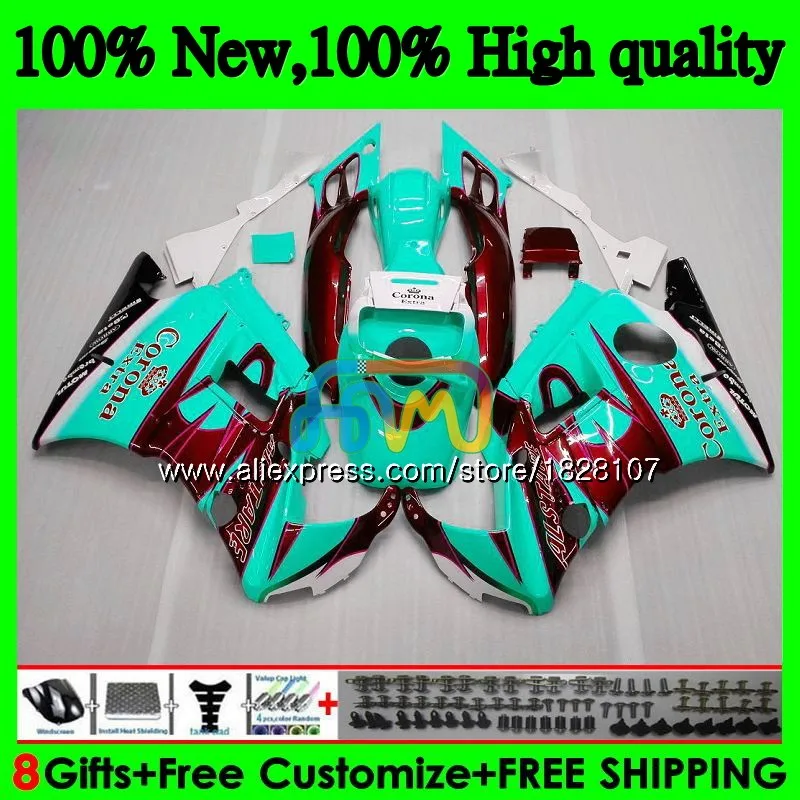 No. 1 600CC обтекатель для HONDA CBR600F3 CBR 600 FS голубой CORONA 600F3 600FS 3BS. 187 CBR600 F3 91 92 93 94 1991 1992 1993 1994 комплект+ майка - Цвет: No. 1