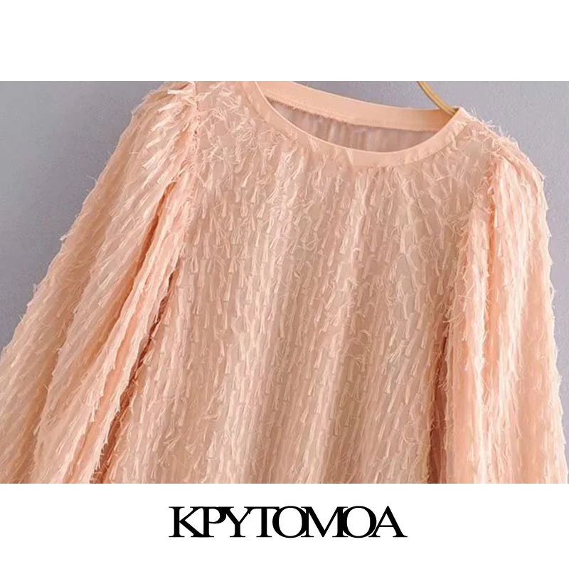  Vintage Elegant Tassel Office Wear Sweatshirt Women 2020 Fashion O Neck Lantern Sleeve Female Pullo