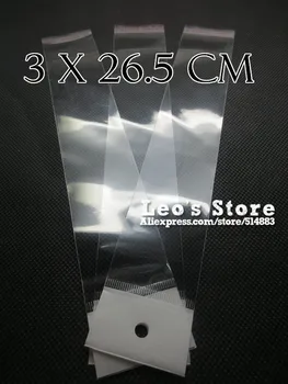 

3x26.5cm Self Adhesive OPP Bag With Hanging Hole, Clear Header Plastic Bag,Supermarket Bag,wholesale free shipping