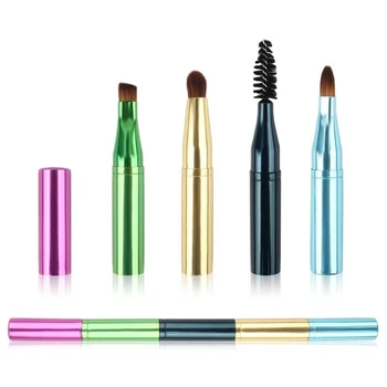 

New Makeup Brushes 4 Head Makeup Brush Retractable Plastic Eye Eyeshadow Brush Cosmetics Portable Brush Set