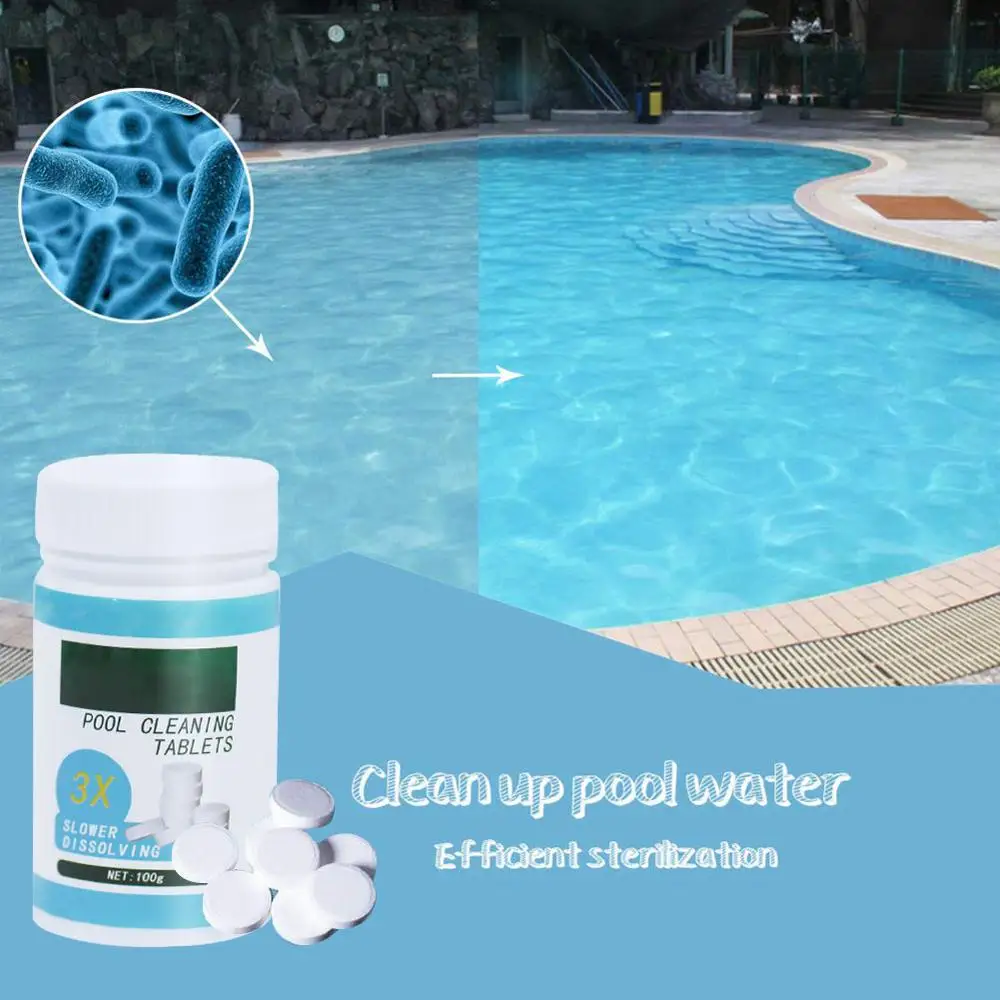 

100 Pcs Pool Cleaning Tablet Effectively Purify Water Crystal Clear Pool Foaming Cleaners Swimming Pool Detergent