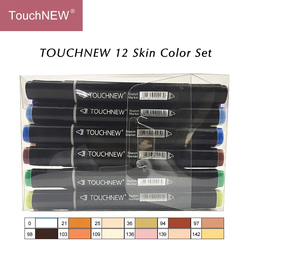 B6thSkin12color TouchFIVE маркер ручка набор 40/60/80/168 Цвет анимация маркер для рисования с двумя головками рисунок художественная кисть ручки на спиртовой основе с 6 подарки - Цвет: B6thSkin12color