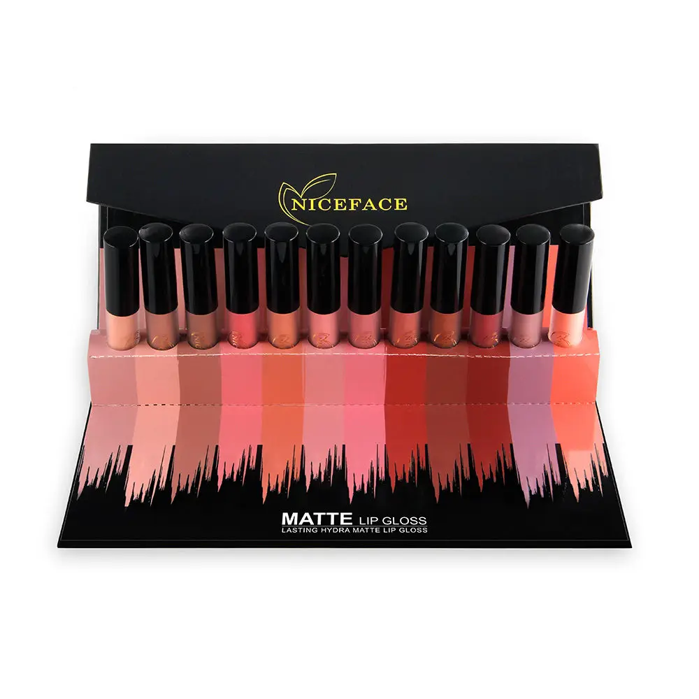 NICEFACE 12 Colors Lip Gloss Matte Liquid Lipstick Hot Sexy Lip Paint Waterproof Long-lasting Makeup Tool Cosmetic Kit Drop Ship