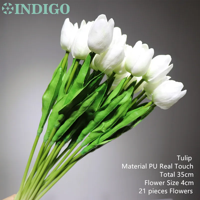 Индиго-акция 21 шт Мини Белый тюльпан цветок мягкий PU цветок настоящий сенсорный стол искусственный цветок для свадьбы цветок Вечеринка - Цвет: 21pcs White Tulip