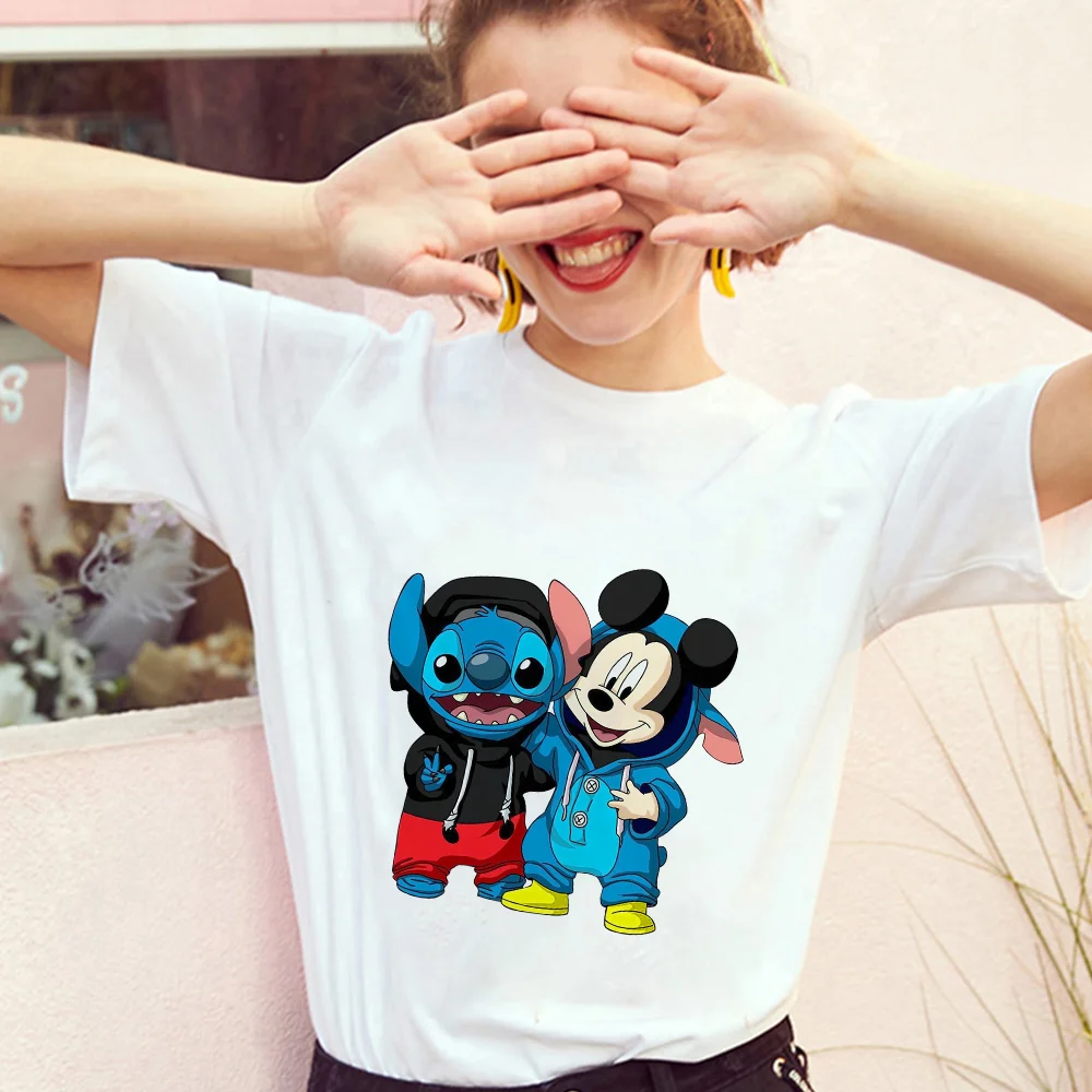 ミッキーマウスのカワイイ スティッチプリントtシャツ カップル用原宿ディズニーtシャツ ユニセックスtシャツ Tシャツ Aliexpress