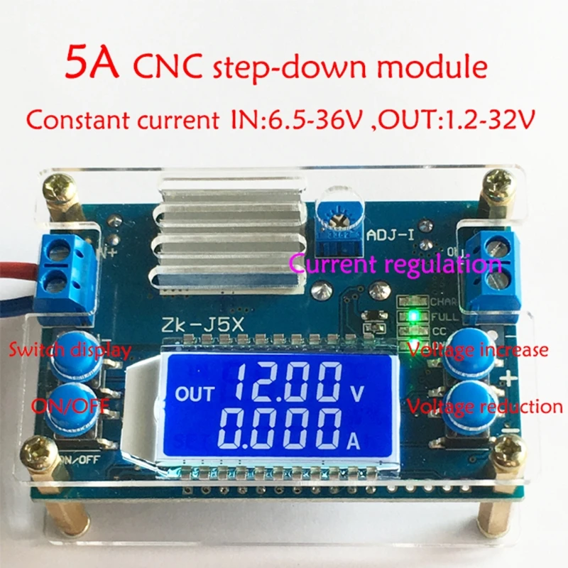 Прямая поставка DC-DC 5A CNC понижающий модуль постоянного напряжения постоянного тока с ЖК-дисплеем