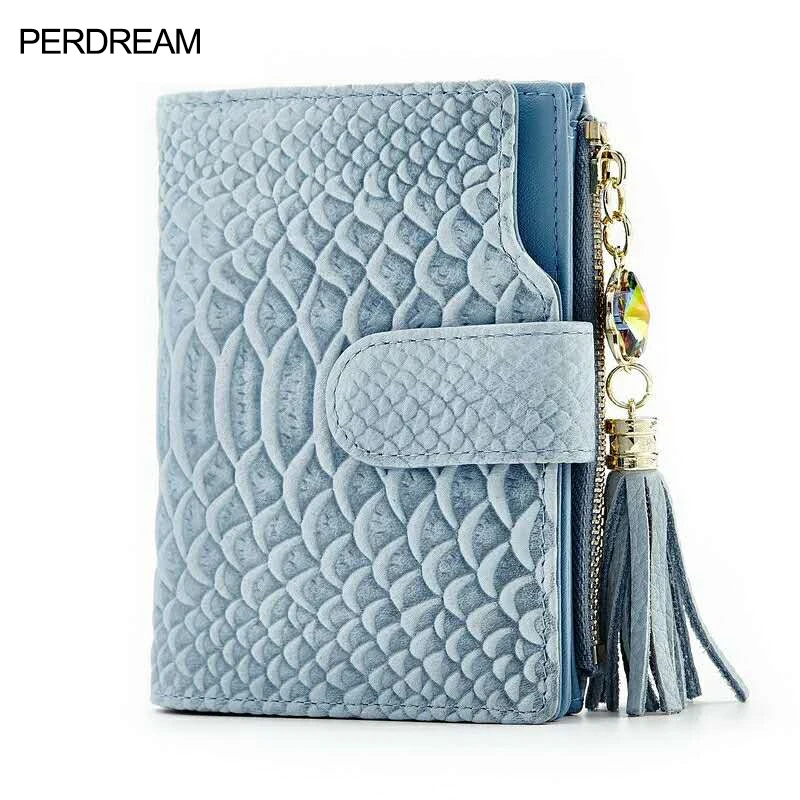 

New Leather Lady Short Wallet Bi-Fold Tassel Wallet Snake Pattern Wallet
