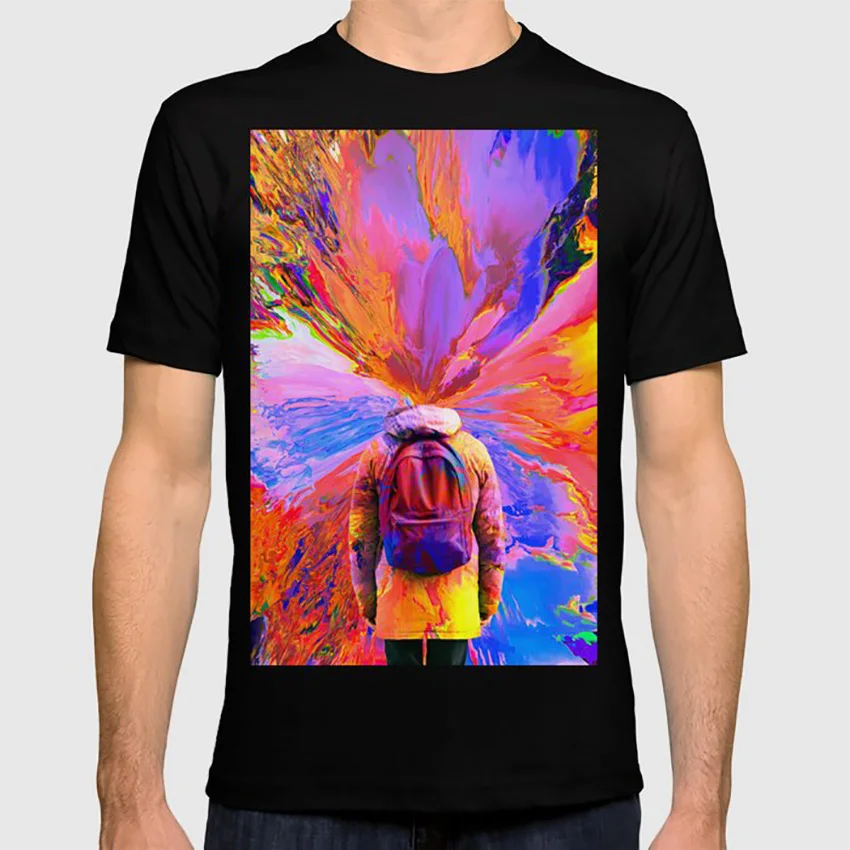 Воображение футболка космический человек красочные искусство оранжевый цвета