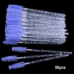 Glitter Eyelash Mascara Wands - 50 Disposable Pink & White Crystal Brushes (White purple)