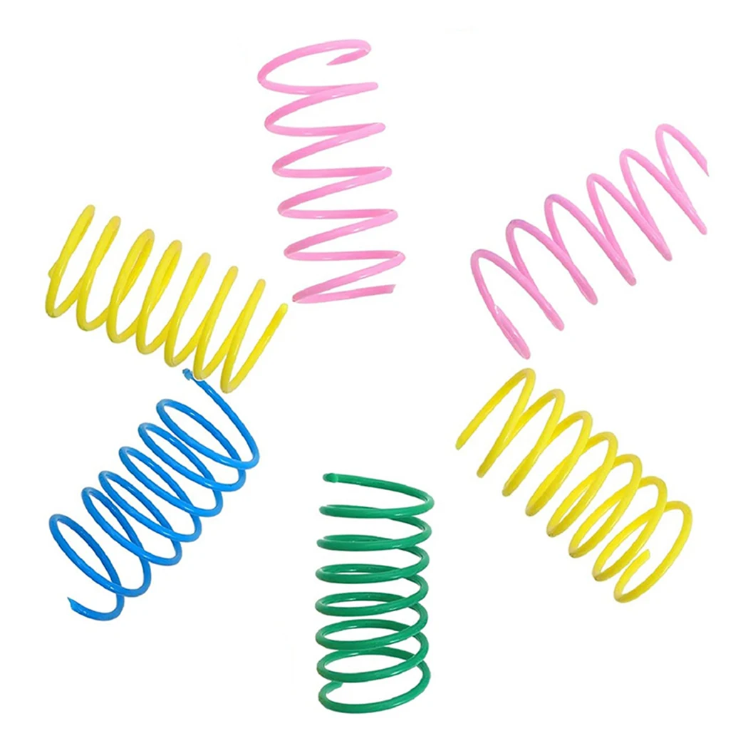 20Pcs Cat Spring Toy Plastic Colorful Coil Spiral Springs Pet Action Wide Durable Interactive Toy Flexible Cat Coil Toy Pet Tool