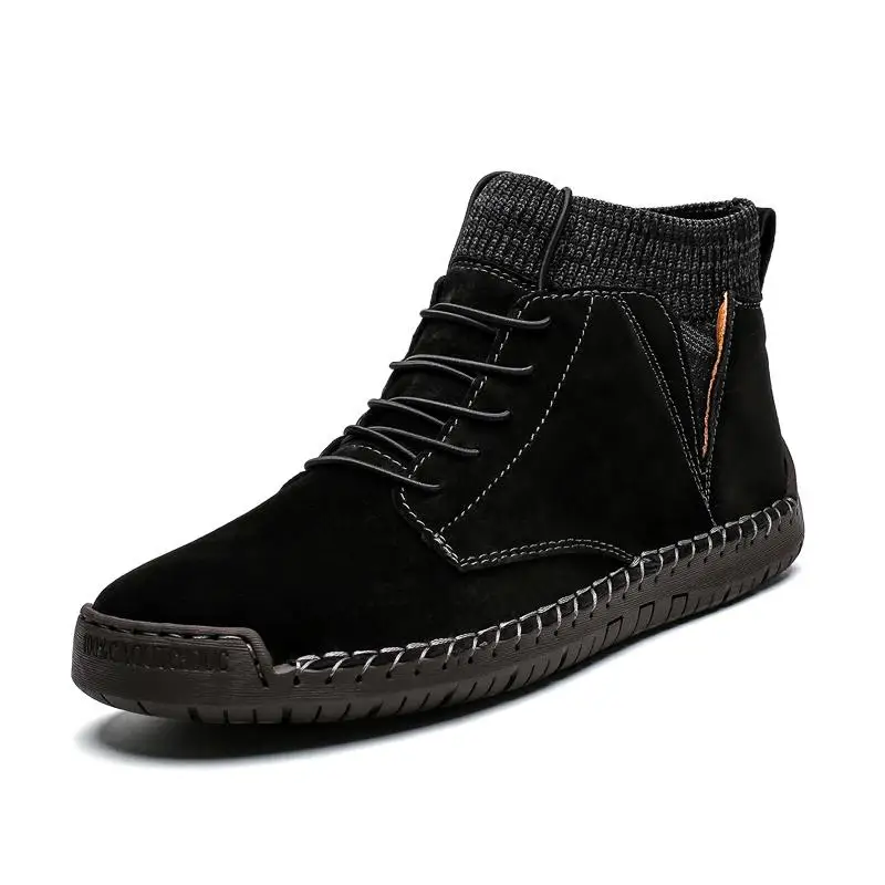

Winter Warm Men Snow Boots High Quality Cow Suede Man Ankle Boots Fur Men Shoes Plush Autumn Basic Drive Boots Big Size 48