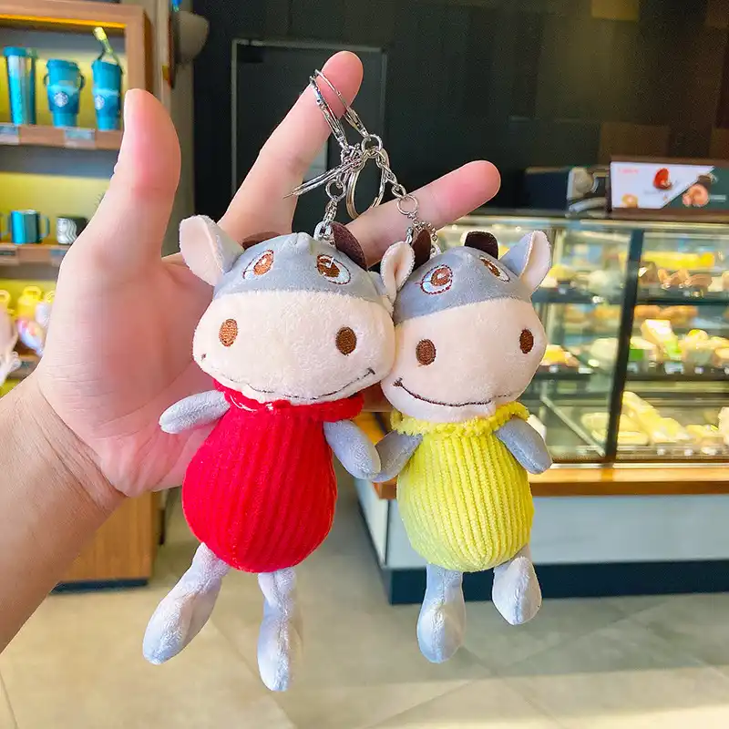 17センチメートルかわいいぬいぐるみ牛キーホルダー毛皮動物ふくらはぎ人形キーホルダー 女性ガールバッグ車のペンダントキーリングアクセサリークリスマスプレゼント キーホルダー Aliexpress