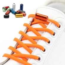 1pair Elastic No Tie Shoelaces Metal Lock Shoe Laces For Kids Adult Sneakers Quick Shoelaces Semicircle Shoelaces Lazy Laces