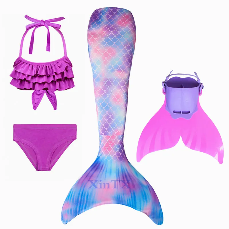 

2018 New Girls Kids Swimmable Bikini Bathing Swimsuit Little Mermaid Tail Cosplay Children Mermaid Tails for Swimming Costume