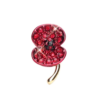 

1 Inch Red Enamel Poppy Collection Crystal Diamante Lapel Pin