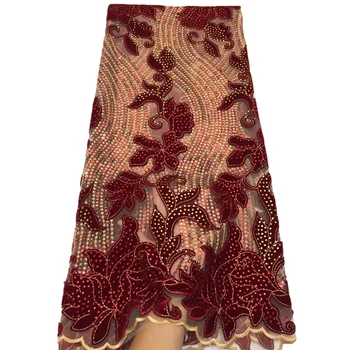 

Green Nigerian Lace Fabric 2020 High Quality Stones Velvet Lace Fabric Embroidered Tulle African Lace Fabric S305