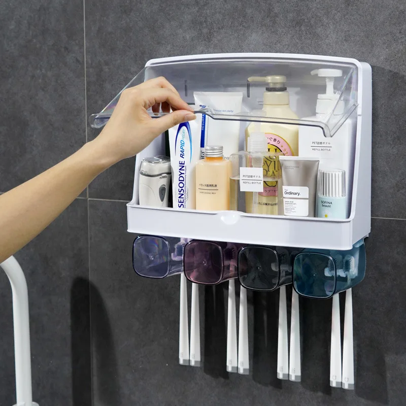 Пыленепроницаемый держатель зубной щетки высокой емкости Водонепроницаемый хранения Косметическая зубная паста аксессуары для ванной практичный набор домашних инструментов