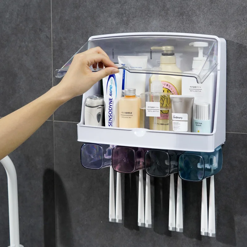  Dust-proof Toothbrush Holder High Capacity Waterproof Storage Cosmetic Toothpaste Bathroom Accessor