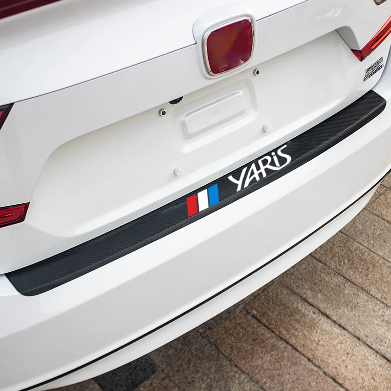 

For toyota Yaris 2020-2015 2014 2013 Auto Rear Bumper leather Stickers For Carbon Fiber Protector Car Trunk Guard Plate Film