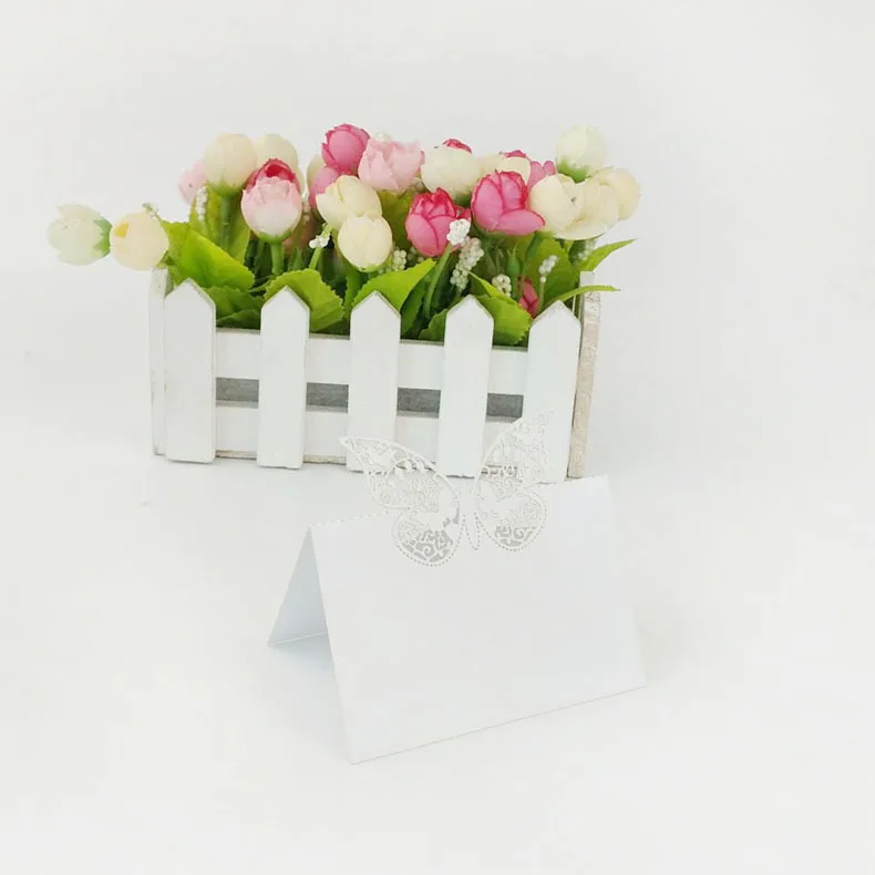 Romantic Heart Shape Butterfly Laser Carving Laser Wedding Pendulum Table-Bit Card Creative Laibin Name Table Cards Wholesale