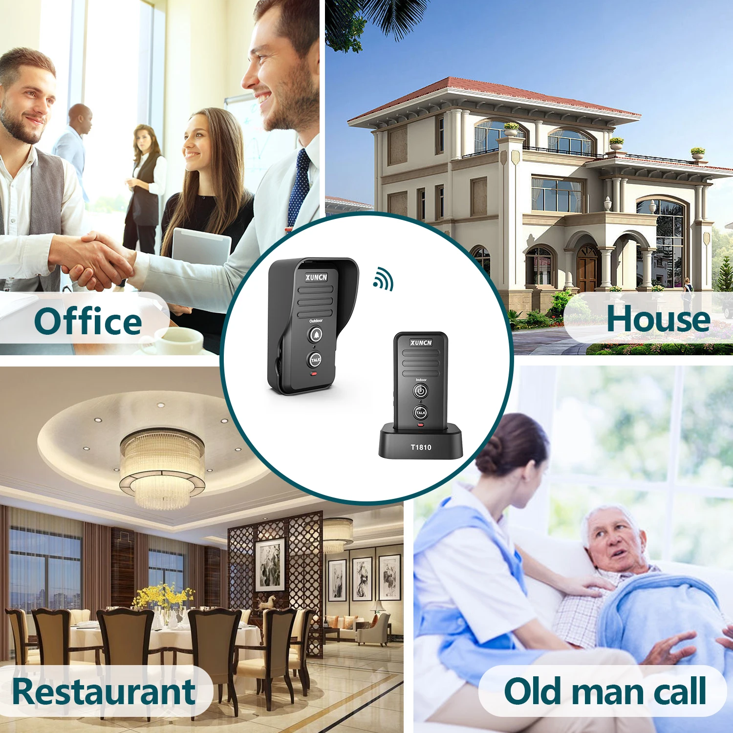 intercom audio XUNCN Wireless Voice Intercom Doorbell for Family House Office Intercom System-1810 More than 1000 Meters Over a Long Distance door intercom system