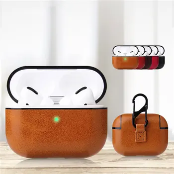 

Luxury Retro PU Earphone Leather Case for Airpods Pro Wireless Bluetooth Charging Box with Hook Protective Cover for Airpods 3