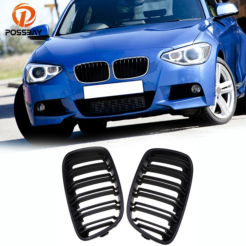 Parrilla Renal Doble Listón Negra Brillante Para BMW Serie 1 F20 F21 2015-2019 – GEARZAAR, Par Delantero