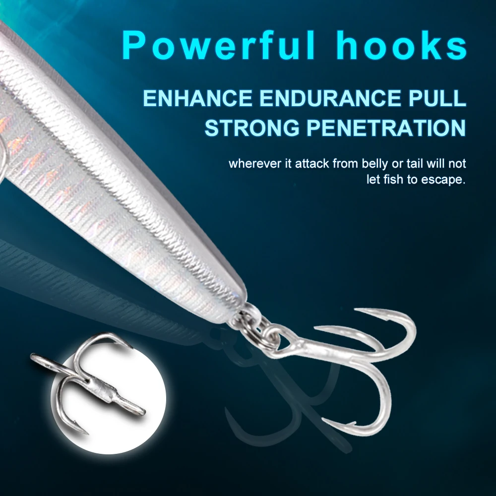 1PCS Pencil Bait Sinking Minnow Fishing Lure 10-24g Bass Trolling Lure Hard Bait Diving Sinking Treble Hooks Fishing Tackle