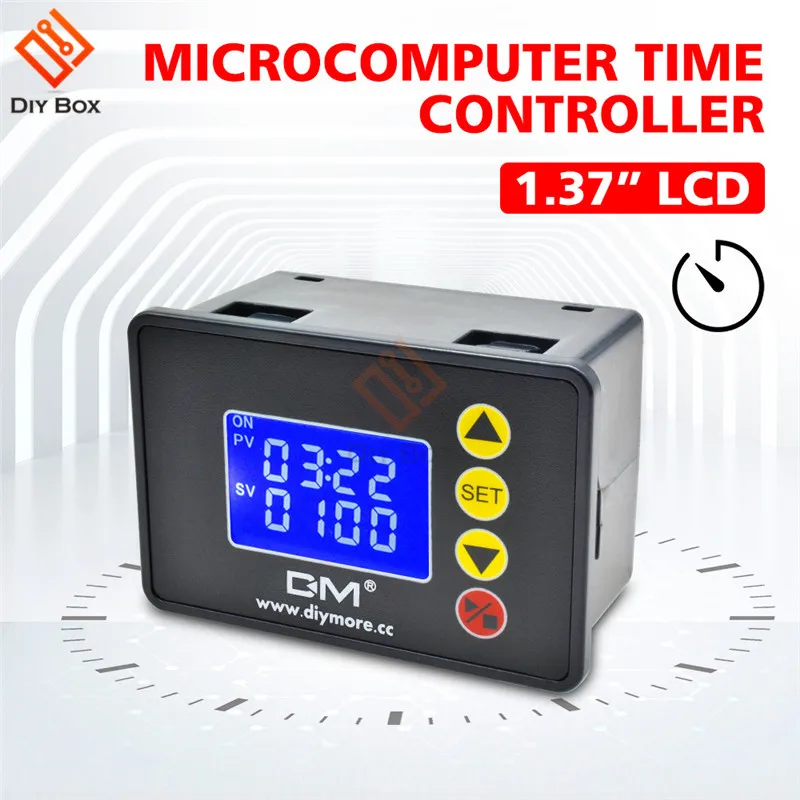 DM-1.37 inch LCD Display Microcomputer Time Controller Digital Time Delay Relay DC 12V DC 24V AC 110 220V Dual LED Digital Relay
