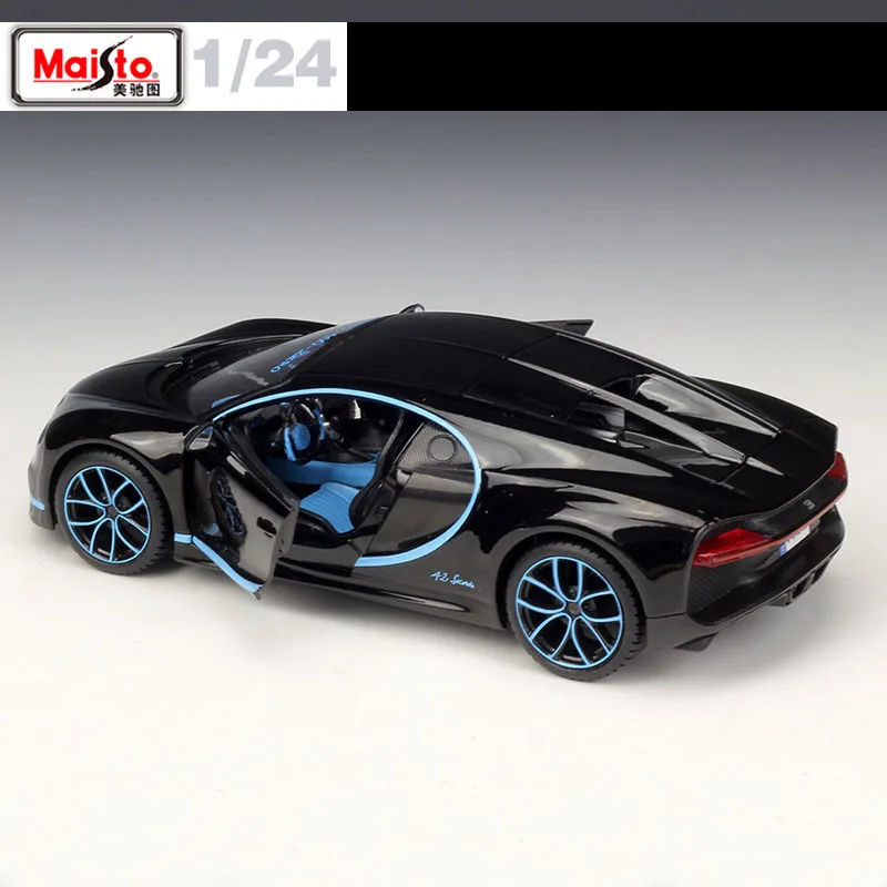 Maisto 1:24 2017 Bugatti Chiron 42 Секунды черный литья под давлением модель гоночный