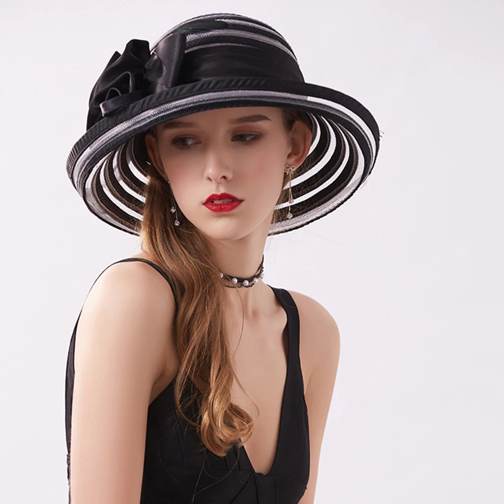 1 шт., элегантное платье, шляпа от солнца, шляпа с широкими полями, верхняя часть купола, шляпа с закругленным краем для улицы, пляжные Вечерние