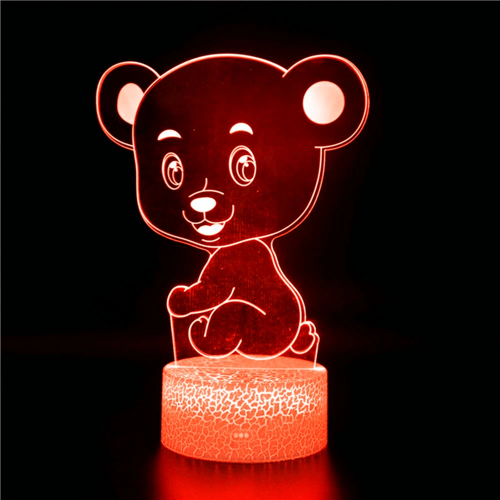 Мультяшная модель Милого Животного медведя аниме статуя 3D ночной Светильник