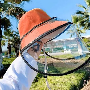 

NEW Transparent Protective dust mask big hat cover full face eyes mask Removable anti-foam male and female fisherman hats mask