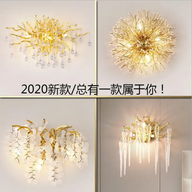 

Modern Crystal Wall Lamp Luxury Nordic Living Room TV Background Led Wall Lights Decoration for Bedroom Bedside Lighting Fixture