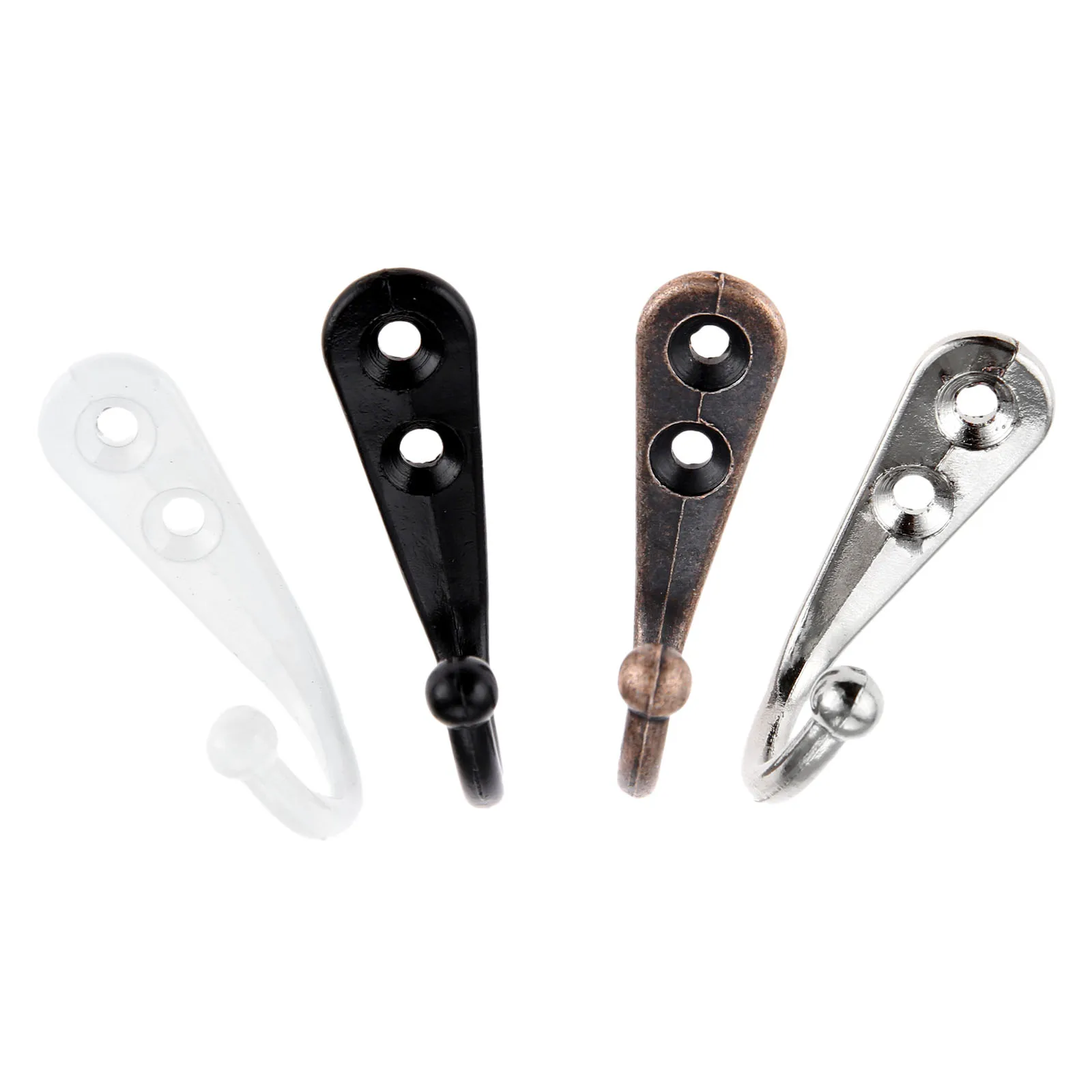 5pcs Zinc Alloy Hooks Wall/Door Mounted Hanger Retro w/screws Red Copper/Silver/Blcak/White Coat/Key/Bag/Towel/Hat Holder 44mm 4