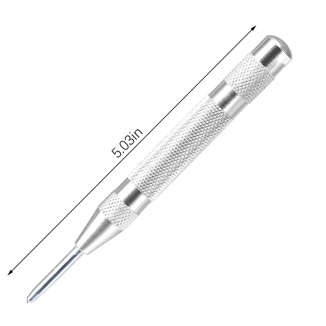 5 Inch Automatic Center Pin Punch Spring Loaded Marking Starting Holes Tool Wood Press Dent Woodwork Tool Drill Bit Silver