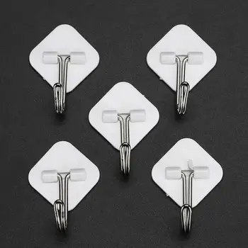 

Portable Invisible Kitchen Bathroom Toilet Office Desk Nonporous Strong Stickiness Simple White Storage Hook Household Products