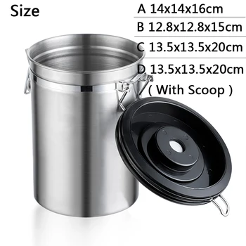 

LOOZYKIT 201 Stainless Steel Airtight Coffee Beans Storage Canister Container With Scoop Hook To Release Co2 Keep Oxygen