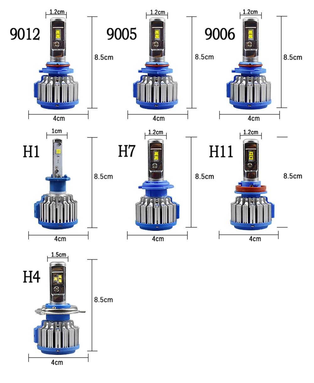 LED Headlights 2PCS T1 H1 H3 H4 H7 H11 H13 9004 9005 9006 9007 881 Car Auto Fog Lamp 35W 3500LM Automobile Bulb White 6000K