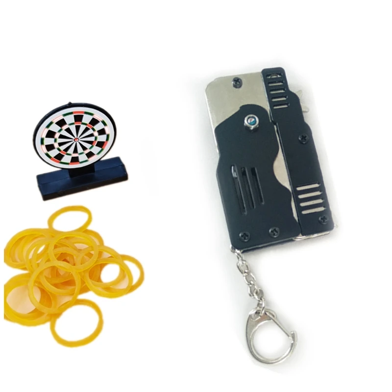 

Zinc Alloy Colorful Metal Mini Can Be Folded As a Key Ring Rubber Band Gun Kids Gift Toy Six Bursts Of Rubber Toy Gun