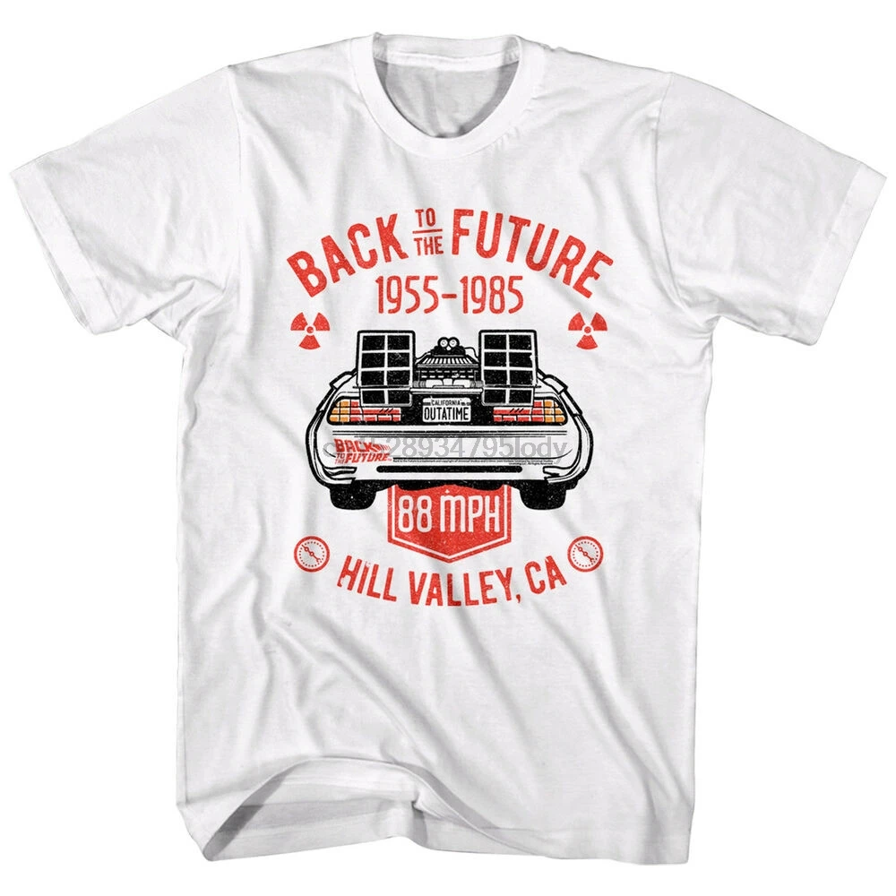 Back to The Future Vintage DeLorean 1985 Mens T Shirt Hill Valley 88mph Movie |