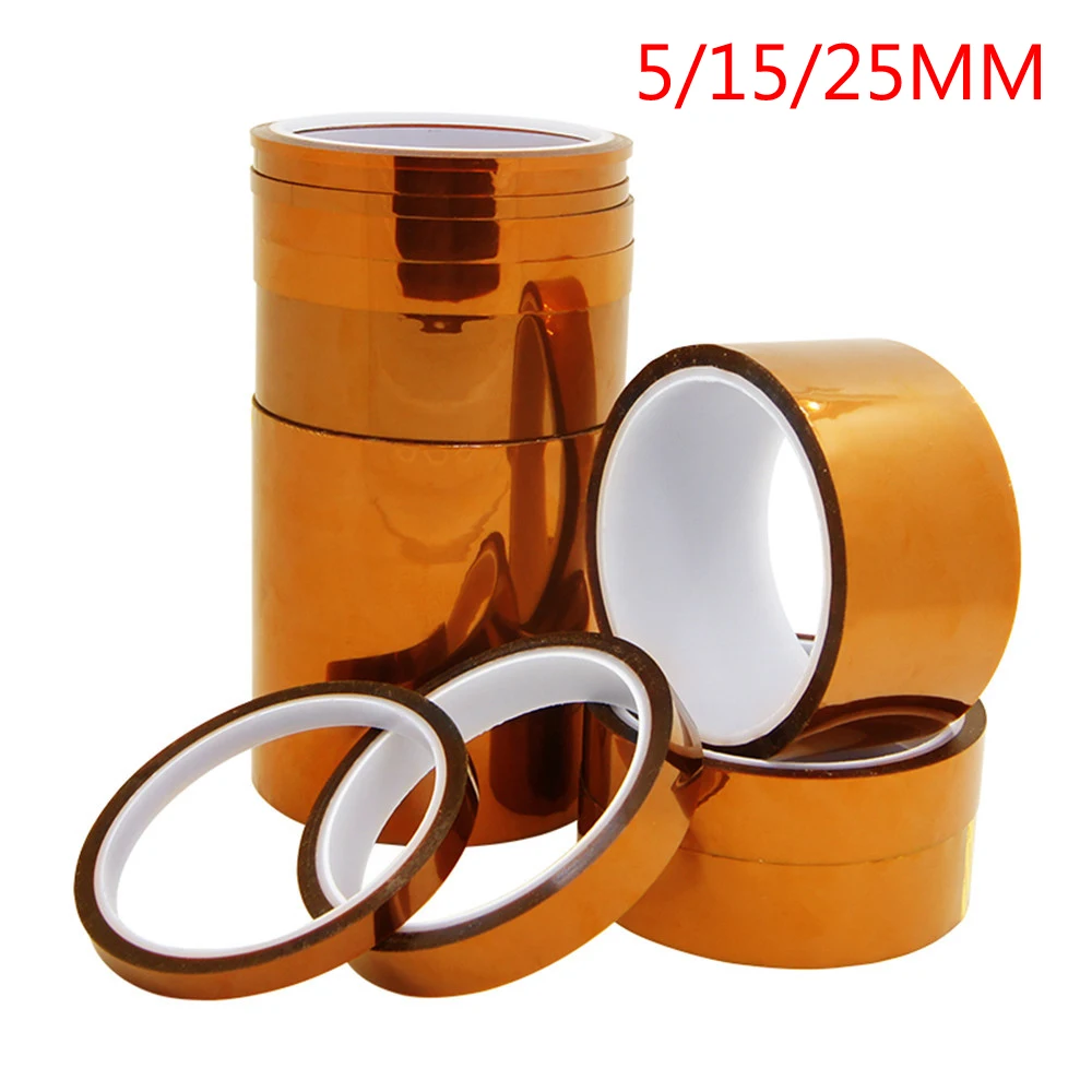 33m 100ft Kapton Adhesive Tape BGA High Temperature Heat Resistant Polyimide Gold for Electronic Industry 5/15/25mm