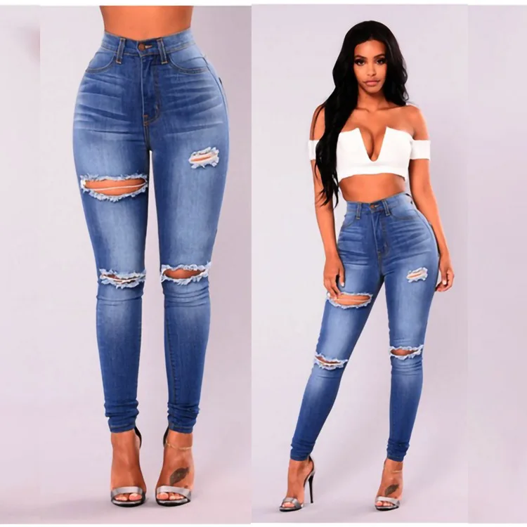 Женские джинсы, модные популярные AliExpress ковбойские брюки с дырками, обтягивающие штаны