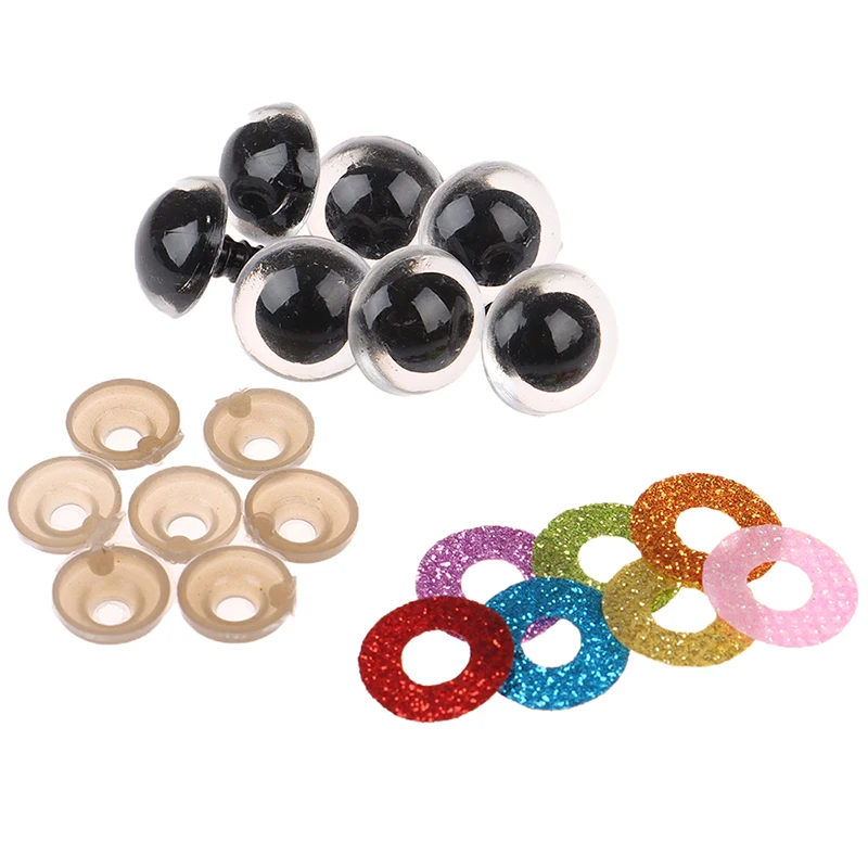 10 Sets 16MM Stuffed Toys Glitter Safety Eyes Nonwovens Washer Clear Doll Eyes Dolls Accessories