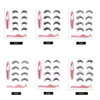 

4 Pairs Magnetic Eyelashes with Magnetic Eyeliner and Tweezer Set False Lashes 28TA