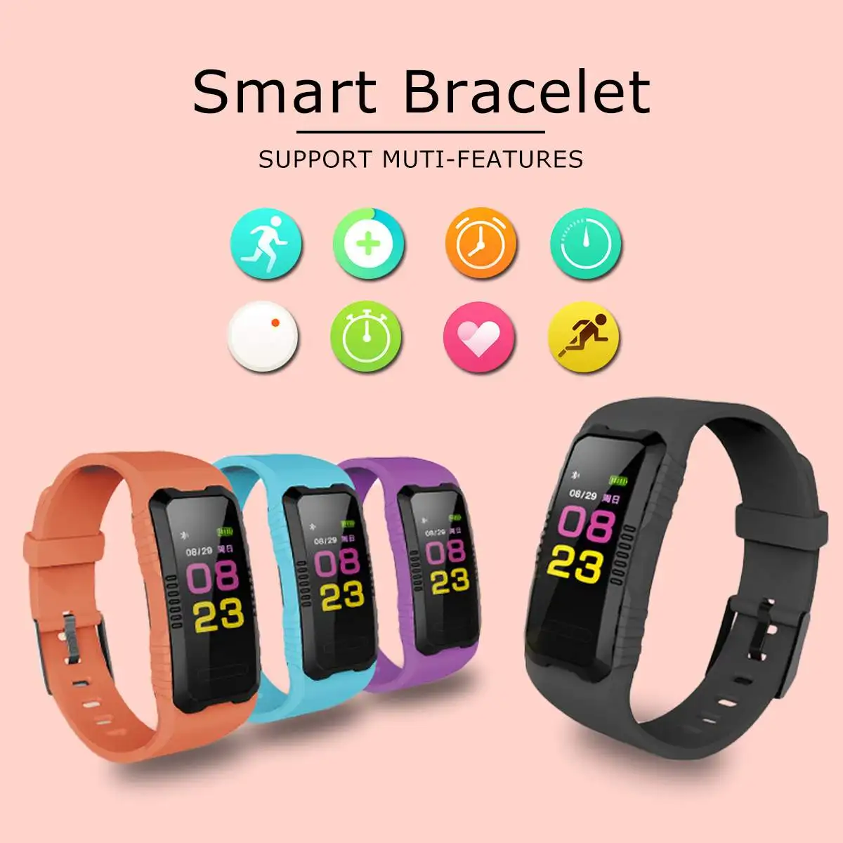 IP67 умный Браслет для измерения артериального давления HeartRate Monitring браслет для уведомления фитнес-трекер Шагомер BT Рождественский подарок
