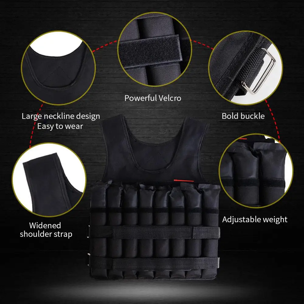 50kg Loading Weight Vest For Training Exercises Fitness Jacket Gym Workout Boxing Waistcoat Adjustable Jacket Sand Clothing