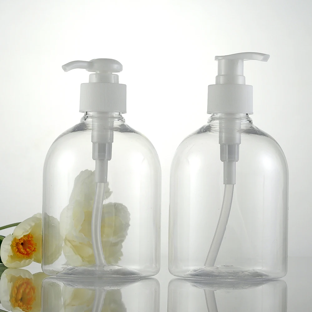 

10pc 400ml clear lotion pump container empty shampoo plastic bottle with liquid soap dispenser refill bottle cosmetic spray pump